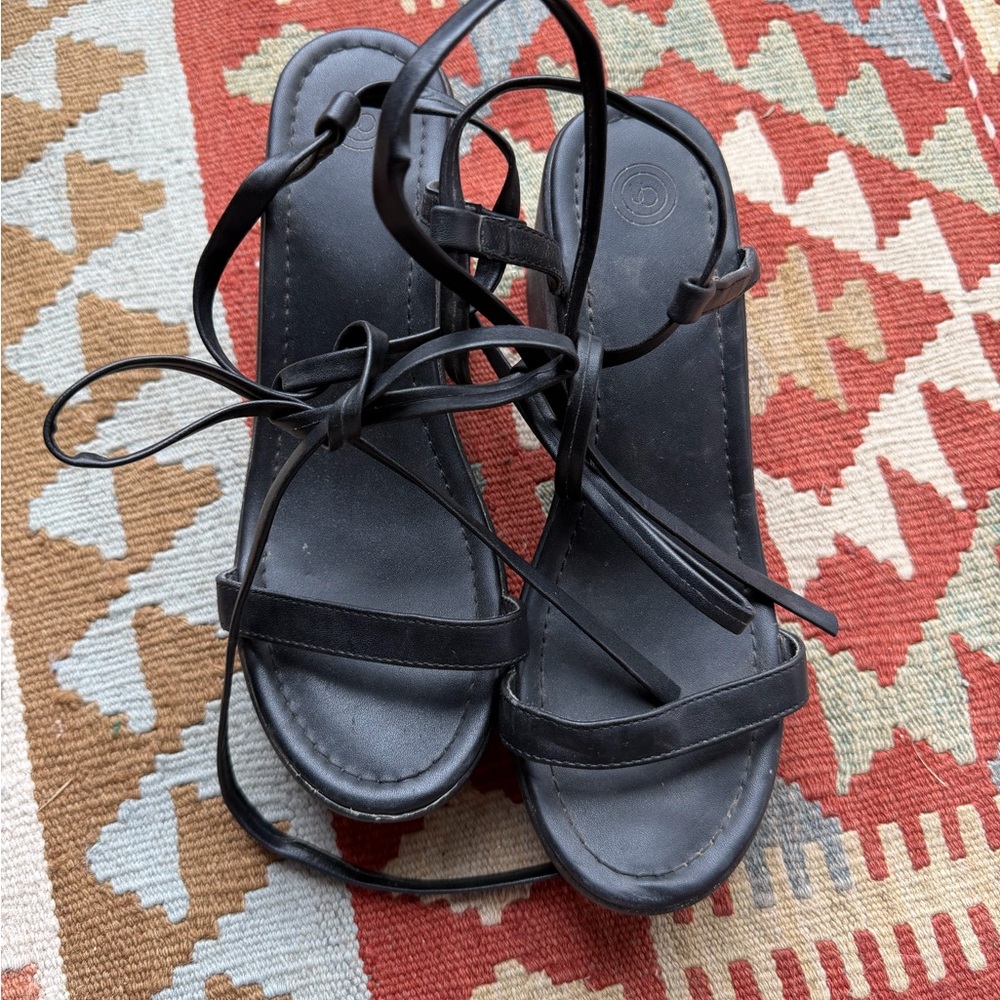Urban Outfitters Black Strappy Platform Sandals